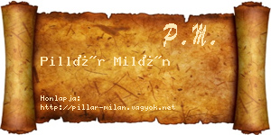 Pillár Milán névjegykártya