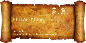 Pillár Milán névjegykártya